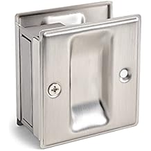 HOMOTEK Passage Sliding Door Pull Satin Nickel Without Switch Plate - Replace Old Or Damaged Pocket Door Pull Quickly and Easily, 2-3/4x2-1/2, for 1-3/8 Thickness