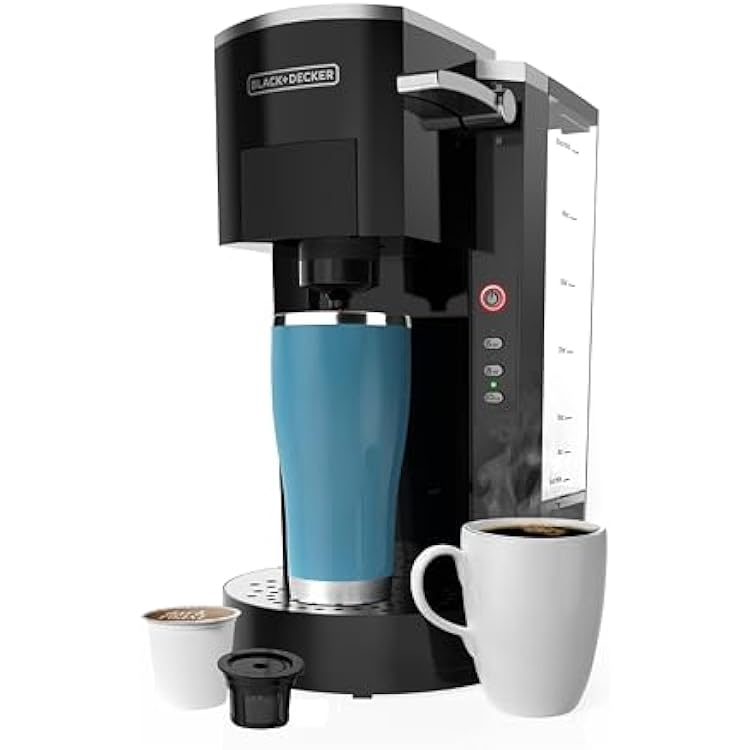 BLACKDECKER Family Single Serve K-Cup Brewer: Large 50oz Water Reservoir, Versatile Ground Coffee & K-Cup Compatibility, Adjustable Tray for Travel Mugs