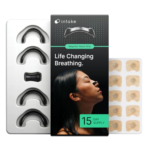 Intake Breathing Nasal Strip Starter Kit 15 Count, White - Boost Oxygen Intake, Reduce Snoring, Improve Sleep Quality - Sweat Resistant, Skin Safe Nasal Strips - Extra Strength Snoring Solution