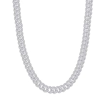SAVEARTH DIAMONDS 6MM Cuban Link Chain Necklace for Men Round Lab Created Moissanite Curb Chain Necklace in 14k Gold Over 925 Sterling Silver Jewelry (16" to 30" Length)