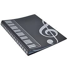 Music Sheet File Paper Storage Folder Documents Holder Blank Sheet Files Plastic A4 Size 40 Pockets (Music Sheet Black)