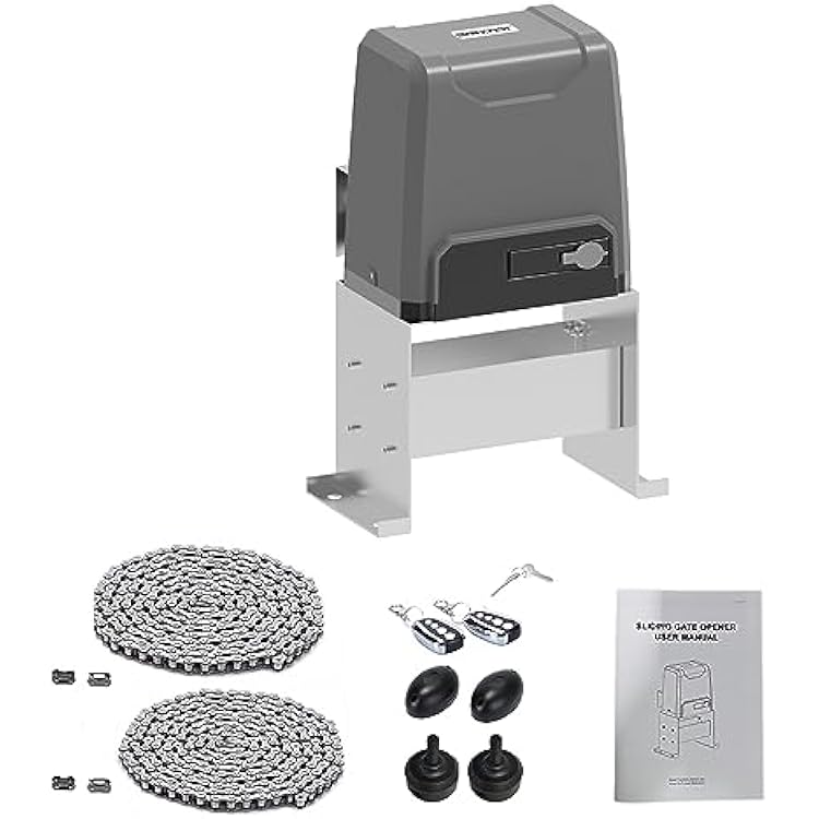 Sliding Automatic Gate Operator Kit with 2 Remote Controls and Infrared Sensor for Slide Gates up to 3300pounds and 40ft Long Chain Driven Gate Motor