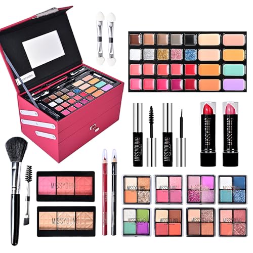 FantasyDay Makeup Kit, Professional Makeup Palette Travel Makeup Case with Eyeshadow Lipstick Concealer Lip Gloss Eyeliner Mascara Contour Bronzer Powder, Makeup Sets for Women Girl
