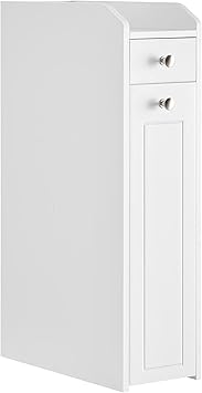 VASAGLE Slim Storage Cabinet, Narrow Storage Organizer with Slide Out Drawers, Freestanding Toilet Paper Holder, Small Space Skinny Cabinet for Bathroom Kitchen Corner, Cloud White UBBC847P31