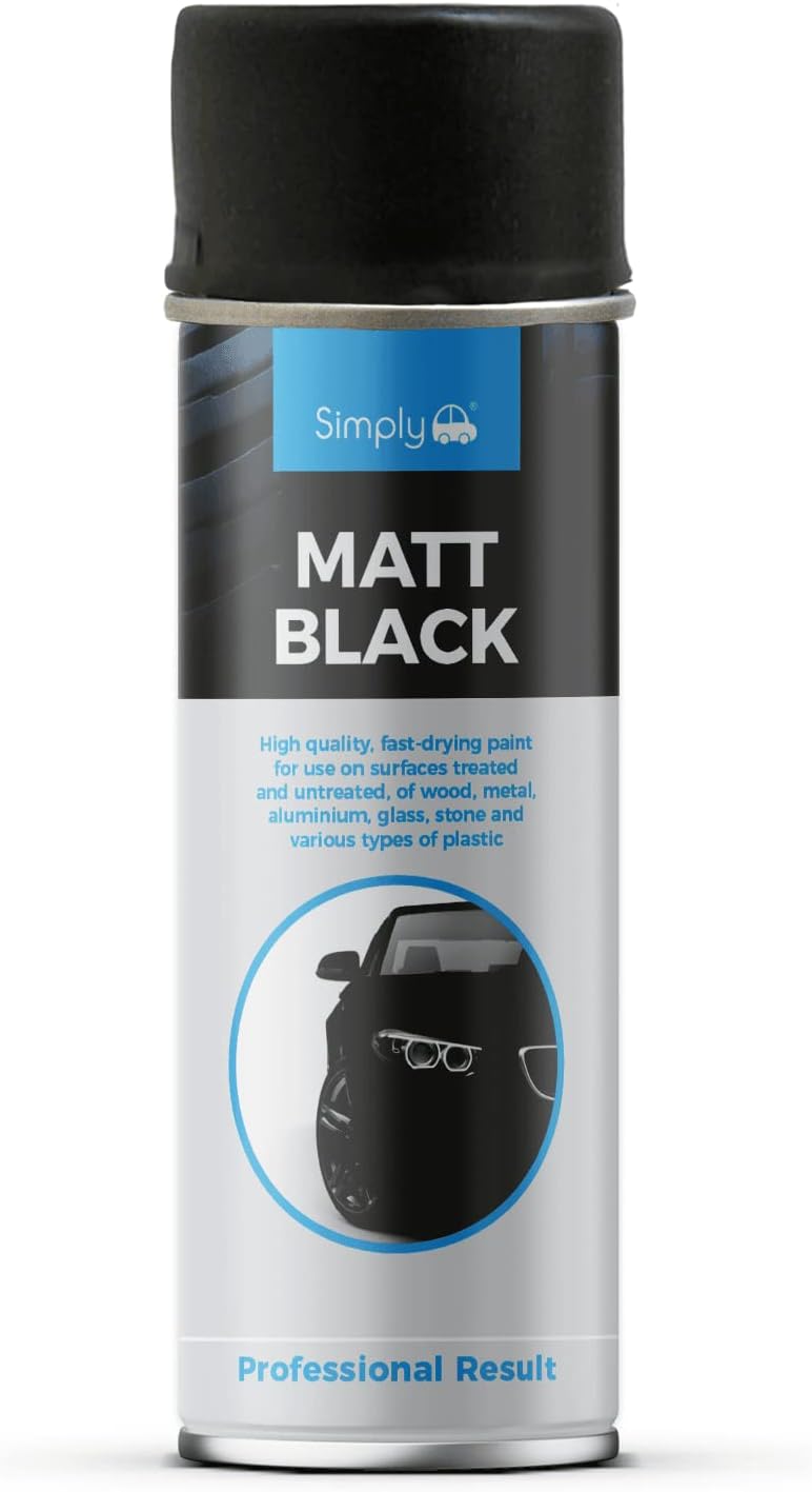Simply SP-021 Matt Black Spray Paint 500ml – Fast Drying – High Adhesion – Non-Fading & UV Resistant – Wear Resistant & Scratch Free