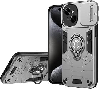 Smartphone Back Case Compatible with Tecno Spark Go 1 Case with Kickstand & Slide Camera Cover, Shockproof Military-Grade Case Rugged Protective Cover Compatible with Tecno Spark Go 1 Phone Cover Bund
