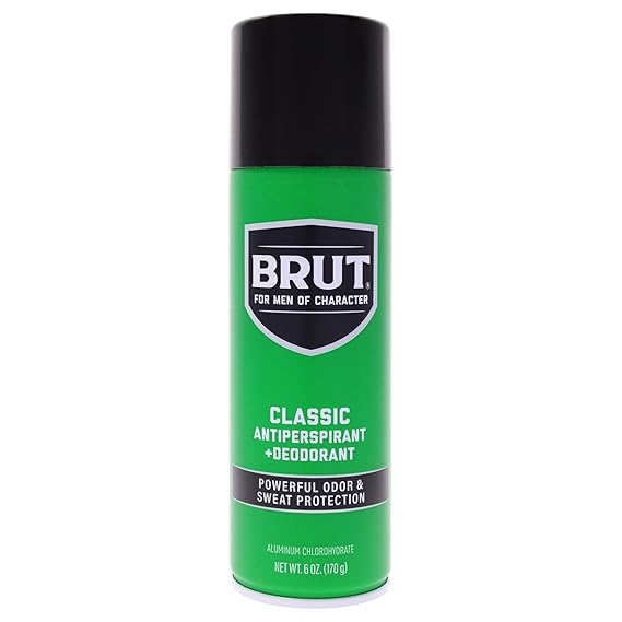 BRUT Classic Antiperspirant and Deodorant Spray - Scented Aerosol Deodorant for Men - Powerful Odor and Sweat Protection - Paraben Free - 6 oz