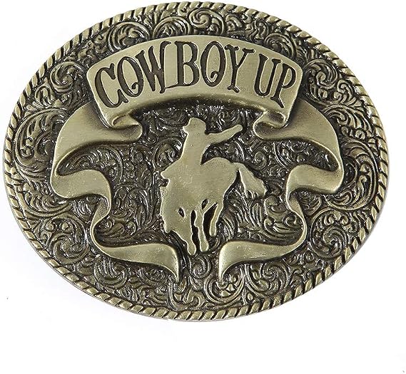 KDG Western Belt Buckle Vintage Cowboy Up Belt Buckle for Men Women