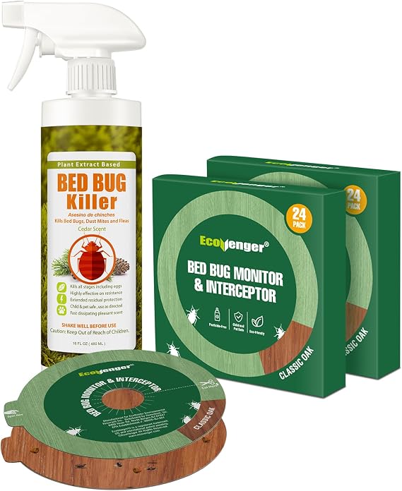 EcoVenger Bed Bug Killer 16 oz & Bed Bug Monitor USDA BIO-Certified, Plant Extract Based & Non-Toxic, Child & Pet Safe