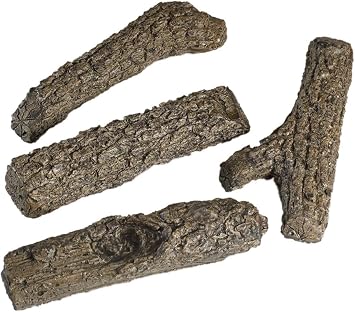Real Fyre BR-2 Oak Branches, 9 Inch Set of 2 Ceramic Fire Logs, Durable Artificial Hand-Painted Refractory Steel Reinforced Tree Branch, Decorative Gas Fireplace Log for Gas Log Set