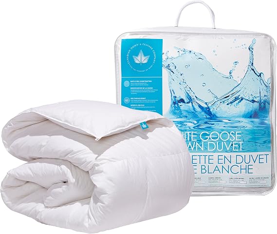 Canadian Down & Feather Co. - All Season Weight White Goose Down Duvet Twin Size - 260 TC Shell 100% Cotton - Filled in Canada