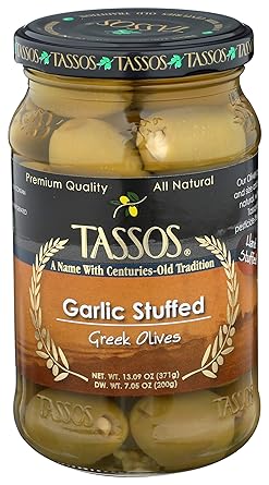 TASSOS Garlic Stuffed Olives, 13.09 OZ